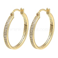 Rack Plating Brass Micro Pave Clear Cubic Zirconia Hoop Earrings, Ring, Real 16K Gold Plated, 30.5x29.5x3mm(EJEW-M223-05G)