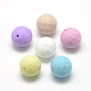 Food Grade Eco-Friendly Silicone Beads, Chewing Beads For Teethers, DIY Nursing Necklaces Making, Faceted Round, Mixed Color, 15.5mm, Hole: 1mm(SIL-T037-M)