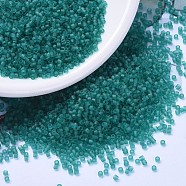 MIYUKI Delica Beads, Cylinder, Japanese Seed Beads, 11/0, (DB1268) Matte Transparent Caribbean Teal, 1.3x1.6mm, Hole: 0.8mm, about 2000pcs/bottle, 10g/bottle(SEED-JP0008-DB1268)