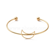 201 Stainless Steel Hollow Out Crescent Moon Open Cuff Bangle, Torque Bangle for Women, Golden, Inner Diameter: 2-1/2 inch(6.5cm)(BJEW-P285-03G)