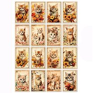 32 Sheets 16 Styles Flower Cat Scrapbook Paper Pads, for DIY Album Scrapbook, Background Paper, Diary Decoration, Gold, 125x85mm, 2 sheets/style(PW-WG85529-04)