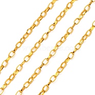 Iron Cable Chains, Unwelded, with Spool, Flat Oval, Golden, 5x3x0.7mm, about 328.08 Feet(100m)/roll(CHT003Y-G)