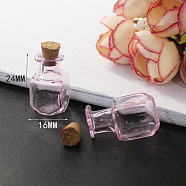 Miniature Glass Bottles, with Cork Stoppers, Empty Wishing Bottles, for Dollhouse Accessories, Jewelry Making, Square, 24x14mm(MIMO-PW0001-036E)