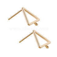 Brass Stud Earring Findings, with Loop, Long-Lasting Plated, Triangle, Real 18K Gold Plated, 12.5x12x1mm, Hole: 1mm, Pin: 0.8mm, 10pcs/set(KK-BC0003-74G)