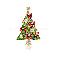 Christmas Tree Enamel Pin with Rhinestone, Golden Alloy Brooch for Backpack Clothes, Colorful, 2.09x1.38 inch(5.3x3.5cm)(XMAS-PW0001-268)