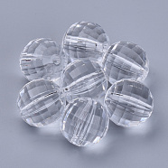 Transparent Acrylic Beads, Faceted, Round, Clear, 24x23.5mm, Hole: 3.3mm(X-TACR-Q254-24mm-V01)