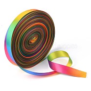 Rainbow Gradient Polyester Ribbon, Double Face Satin Ribbon, for Crafts Gift Wrapping, Party Decoration, Colorful, 5/8 inch(16mm), 50 yards/roll(45.72m/roll)(OCOR-G008-01D)