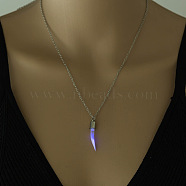Alloy Pepper Locket Pendant Necklace with Synthetic Luminaries Stone, Glow In The Dark Jewelry for Women, Purple, 20.28 inch(51.5cm)(LUMI-PW0001-067P-D)