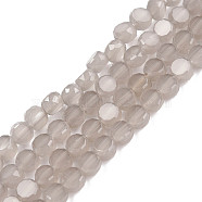 Transparent Imitation Jade Glass Beads Strands, Faceted, Flat Round, Gainsboro, 4x2.5mm, Hole: 0.8mm, about 148~149pcs/strand, 21.85 inch~22.64 inch(55.5~57.5cm)(GLAA-N052-05A-B05)