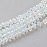 Imitation Jade Glass Beads Strands, Faceted, Rondelle, Azure, 3x2mm, Hole: 0.5mm, about 160~165pcs/strand, 15.35 inch~15.75 inch(39~40cm)(X-GLAA-R135-2mm-40)