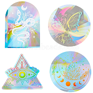 Gorgecraft 4Pcs 4 Styles PET Rainbow Window Clings Stickers, Non Adhesive Prism Sun Catchers Indoor Window Stickers for Bird Strikes, Mixed Shapes, 126~135x135x0.1mm, 1pc/style(DIY-GF0007-63)