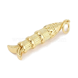 Brass Micro Pave Cubic Zirconia Pendants, Fish Charms, Long-Lasting Plated, Lead Free & Cadmium Free, Rack Plating, with Jump Ring, Real 18K Gold Plated, 26x10x5.5mm, Hole: 3mm(KK-Q028-69G-02)