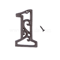 Iron Home Address Number, with Screw, Number, Num.1, 112x68x6mm, Hole: 5mm(IFIN-GF0001-02A)