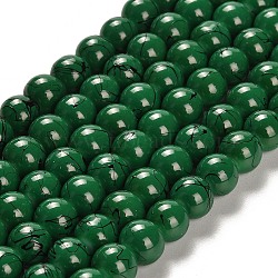 Drawbench Glass Bead Strands, Round, Green, 8mm, Hole: 1.3~1.6mm, about 100pcs/strand, 31.4 inch(GLAD-S074-8mm-B74)