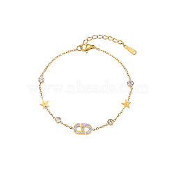 Stainless Steel Oval Link Bracelets for Women, Golden, 6-3/4 inch(17cm)(GP2425-1)