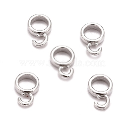 Brass Tube Bails, Loop Bails, Long-Lasting Plated, Ring, Real Platinum Plated, 8.5x6x2mm, Hole: 2mm, Inner Diameter: 4mm(ZIRC-I054-02P)