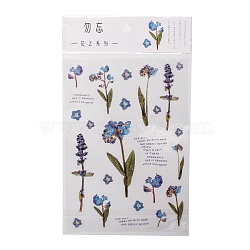 Flower Pattern Waterproof Self Adhesive Hot Stamping Stickers, DIY Hand Account Photo Album Decoration Sticker, Cornflower Blue, 15x10.5x0.05cm(DIY-I063-10)