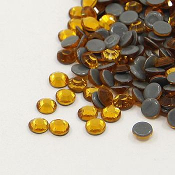 Glass Hotfix Rhinestone, Grade AA, Flat Back & Faceted, Half Round, Topaz, SS10, 2.7~2.8mm, about 1440pcs/bag