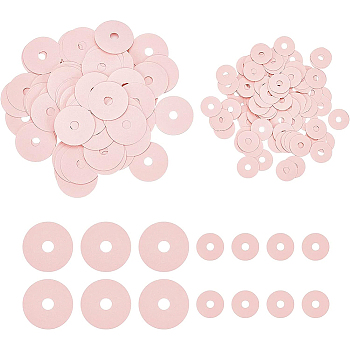 BENECREAT 200Pcs 2 Style Piano Keyboard Gasket Piano Tuning Repair Tools, Paper Small Circle Washers, Musical Instrument Accessories, Flat Round, Pink, 12~22x0.1~0.2mm, Hole: 3mm, 100pcs/style