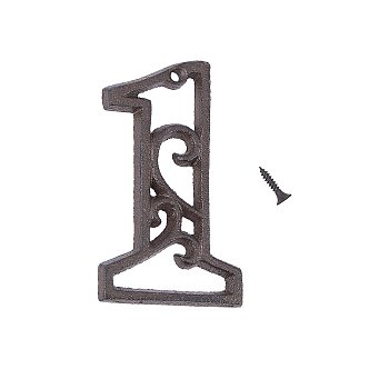 Iron Home Address Number, with Screw, Number, Num.1, 112x68x6mm, Hole: 5mm