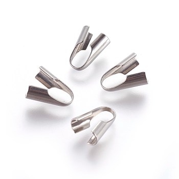 304 Stainless Steel Cord Ends, End Caps, Column, Stainless Steel Color, 11x5x9.5mm, Hole: 5x6mm