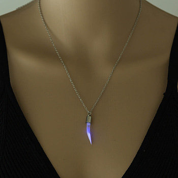 Alloy Pepper Locket Pendant Necklace with Synthetic Luminaries Stone, Glow In The Dark Jewelry for Women, Purple, 20.28 inch(51.5cm)