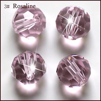 Imitation Austrian Crystal Beads, Grade AAA, Faceted(32 Facets), Round, Pink, 8mm, Hole: 0.9~1.4mm
