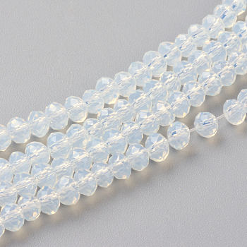 Imitation Jade Glass Beads Strands, Faceted, Rondelle, Azure, 3x2mm, Hole: 0.5mm, about 160~165pcs/strand, 15.35 inch~15.75 inch(39~40cm)