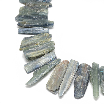 Natural Kyanite/Cyanite/Disthene Beads Strands, Top Drilled Beads, Rectangle, 19~67x8~11x4~9mm, Hole: 1mm, about 38~48pcs/strand, 15.7 inch