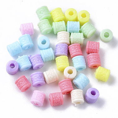 8mm Mixed Color Column Plastic Beads