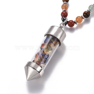 Natural Mixed Stone Pendant Necklace(NJEW-I109-A05)-2