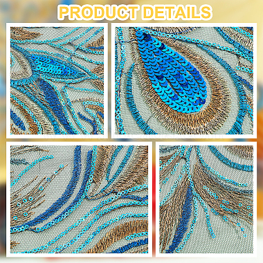 Peacock Tail Pattern Polyester Lace Computerized Embroidery Ornament Accessories(DIY-WH0308-234B)-5