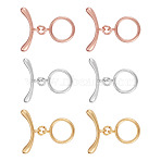 7Pcs Ring Brass Toggle Clasps, Cadmium Free & Lead Free, Long-Lasting Plated, Mixed Color, 7.5~13.5x10.5~18.5x2.5~3.5mm, Hole: 1.4mm(KK-TADJ0001-21)