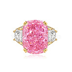 Brass Micro Pave Cubic Zirconia Finger Rings, Rectangle, Golden, Hot Pink, Inner Diameter: Adjustable(FS-WGEECB6-05)