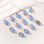 Sew on Rhinestone, with Alloy Prong Settings, Garments Accessories, Faceted, Horse Eye, Lilac, 9.8x5x4mm, Hole: 1mm, 20pcs(FIND-TAC0035-04D)
