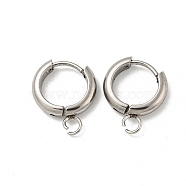 201 Stainless Steel Huggie Hoop Earring Findings, with Horizontal Loop and 316 Surgical Stainless Steel Pin, Stainless Steel Color, 11x3mm, Hole: 2.5mm, Pin: 1mm(STAS-P283-01X-P)