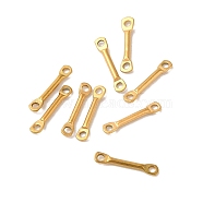 Ion Plating(IP) 304 Stainless Steel Connector Charms, Bar Links, Real 18K Gold Plated, 10x2x1mm, Hole: 1mm(STAS-Q323-04B-G)