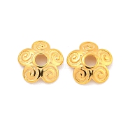 925 Sterling Silver Bead Caps, 5-Petal, Flower, Real 18K Gold Plated, 8x2mm, Hole: 2mm(STER-U002-07B-G)