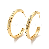 Clear Cubic Zirconia Star & Rhombus Stud Earrings, Brass Half Hoop Earrings for Women, Cadmium Free & Nickel Free & Lead Free, Real 18K Gold Plated, 32x35x4.5mm, Pin: 0.8mm(KK-H434-20G)