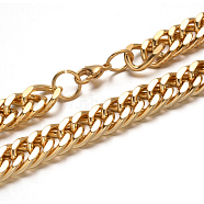 304 Stainless Steel Twisted Chains Necklaces, with Lobster Claw Clasps, Faceted, Golden, 29.52 inch(75cm)(NJEW-L398-07G)