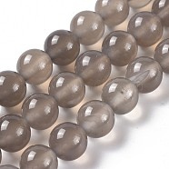 Natural Gray Agate Bead Strands, Round, Grade A, 8mm, Hole: 1mm, about 48pcs/strand, 15.7 inch(G-R193-12-8mm)