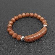 Synthetic Goldstone Bead Stretch Bracelets for Women Men, Perimeter:7-7/8 inch(20cm)(MZ7269-09)