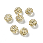 Transparent Acrylic Beads, Golden Metal Enlaced, Flat Round, Clear, 10.5x10x8mm, Hole: 1.6mm, about 1080pcs/500g(OACR-H019-43)
