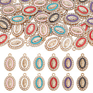 60Pcs 6 Colors Alloy Rhinestone Pendants, with Enamel, Oval with Virgin Mary Charms, Light Gold, Mixed Color, 20.5x13x2.5mm, Hole: 1.8mm, 10Pcs/color(RB-AR0003-13)