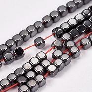Non-magnetic Synthetic Hematite Beads Strands, Cube, Grade A, 3x3x3mm, Hole: 1mm, about 127pcs/strand, 16 inch(G-J172-3x3mm-04)