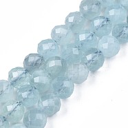 Natural Aquamarine Beads Strands, Faceted, Round, 5.5~6x6mm, Hole: 1mm, about 32pcs/strand, 7.48 inch(G-S345-6mm-014)