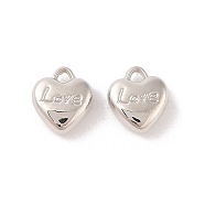 CCB Plastic Pendants, Heart with word Love, Platinum, 13x11.5x5mm, Hole: 1.5x2mm(CCB-N006-29K)