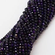 Natural Agate Bead Strands, Dyed, Faceted, Round, Indigo, 4mm, Hole: 0.8mm, about 90~92pcs/strand, 14 inch(G-G882-4mm-A05)