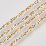 Soldered Brass Covered Iron Singapore Chains, Water Wave Chains, with Spool, Light Gold, 2x1x0.2mm, about 328.08 Feet(100m)/roll(CH-S125-05A-LG)