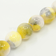 Natural Persian Jade Beads Strands, Dyed, Round, Yellow, 6mm, Hole: 1mm, about 62pcs/strand, 16 inch(G-D434-6mm-26)